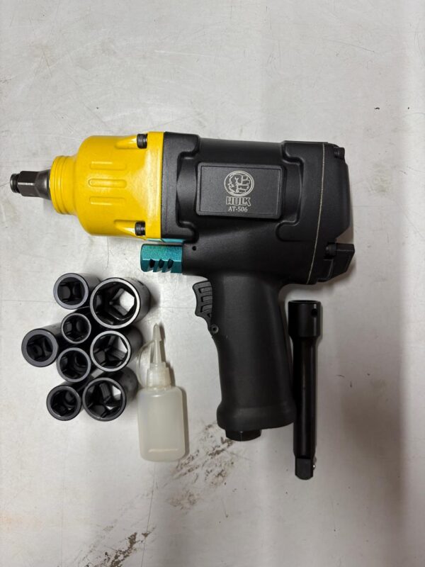 Hulk impact wrench (1100NM) of torque comes with (8piece of sockets) (1piece of 5” extention )
