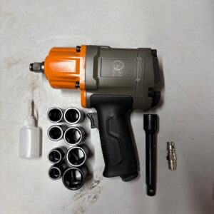 Hulk impact wrinch (950NM torque) with 8 piece of sockets and 1 piece of 5inch extention and 1 piece (1/4) of adopter